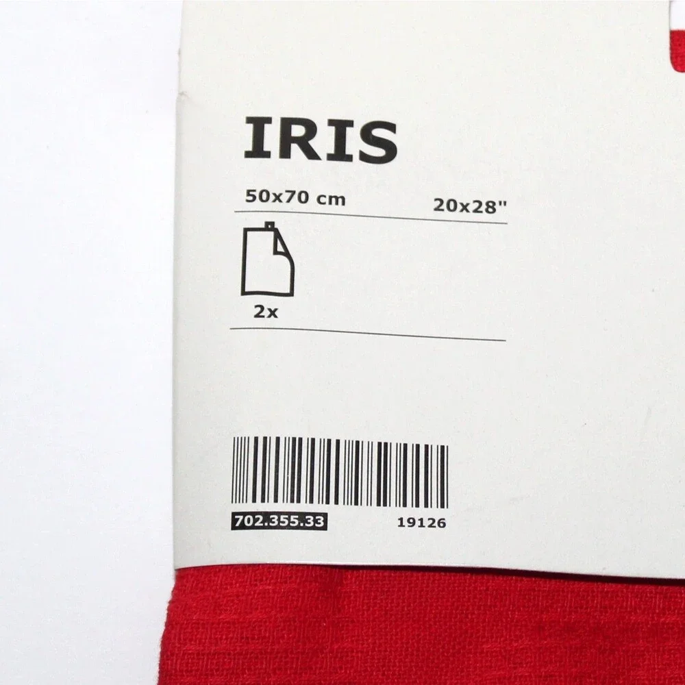 Ikea Iris Red Dish Tea Towel Kitchen 2 Pack 20” x 28” NEW waffle weave